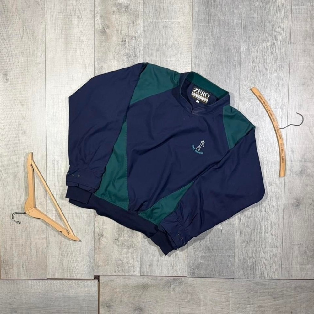 Vintage 2000s teal and navy blue golf windbreaker jacket